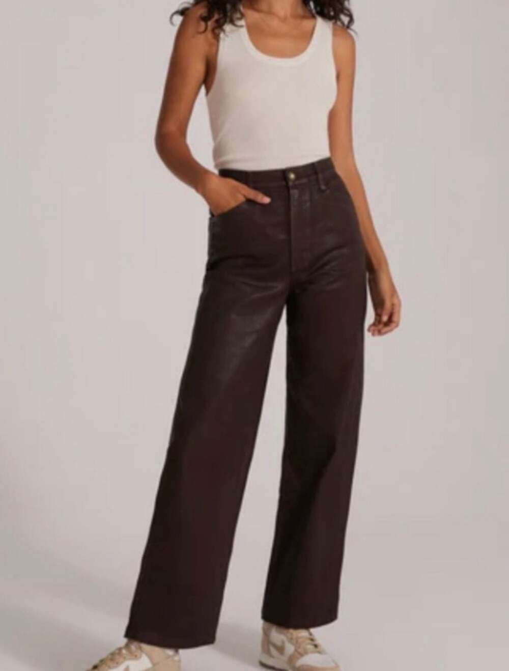 Favorite Daughter Mischa High Rise Wide Leg Pants Cape Town Brown 26